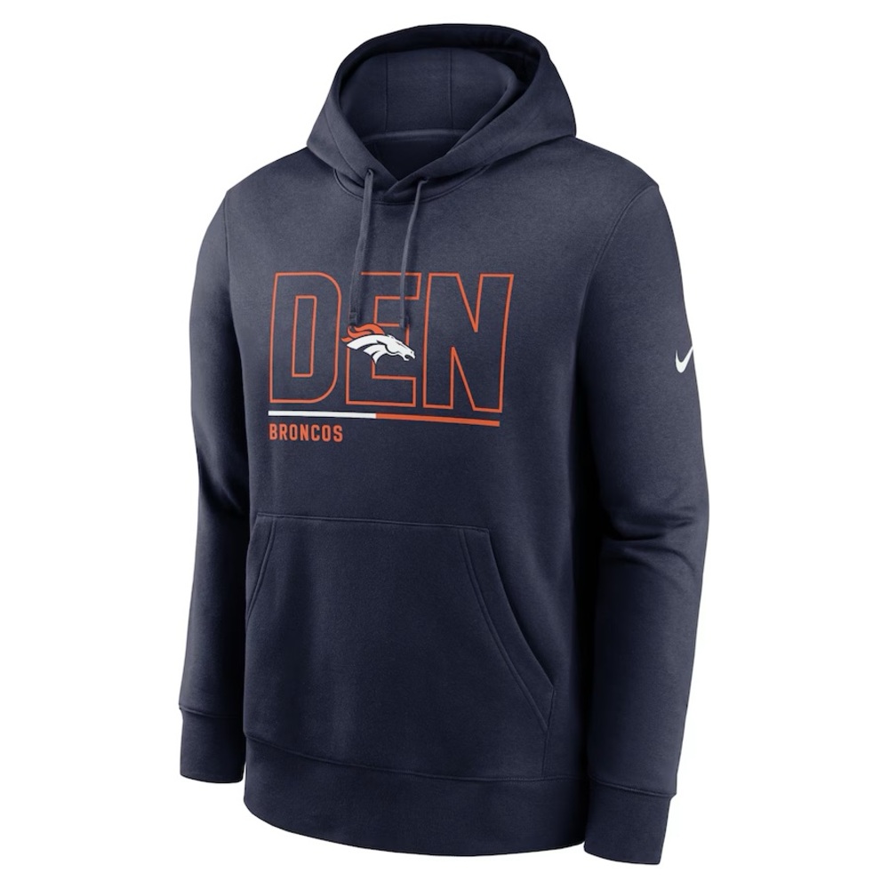 Men's Denver Broncos Nike Club Fleece Pullover Hoodie Size XL
